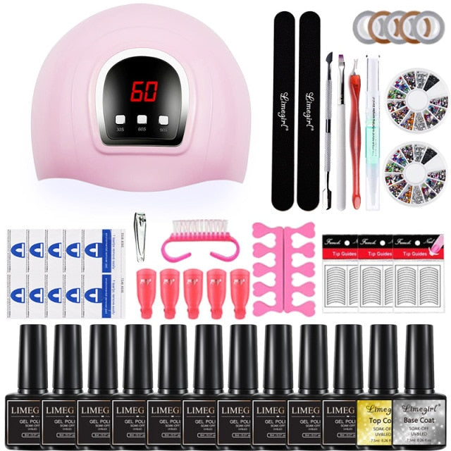 UV LED Lamp Dryer With 18/12 PCS Nail Gel Polish Kit