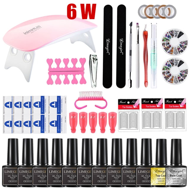 UV LED Lamp Dryer With 18/12 PCS Nail Gel Polish Kit