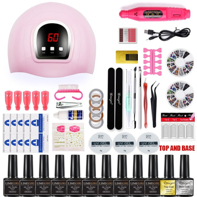 UV LED Lamp Dryer With 18/12 PCS Nail Gel Polish Kit