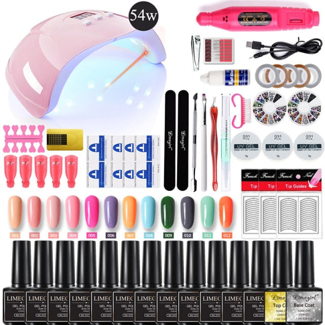 UV LED Lamp Dryer With 18/12 PCS Nail Gel Polish Kit