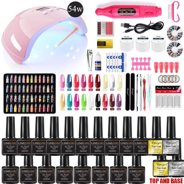 UV LED Lamp Dryer With 18/12 PCS Nail Gel Polish Kit