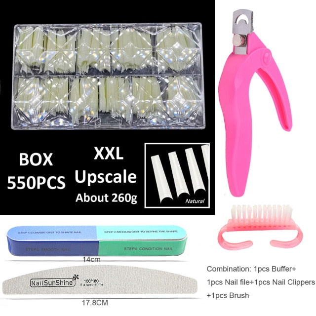 240pcs/600pcs XXL False Nails Long/Tips Half Cover Nail Tips Box