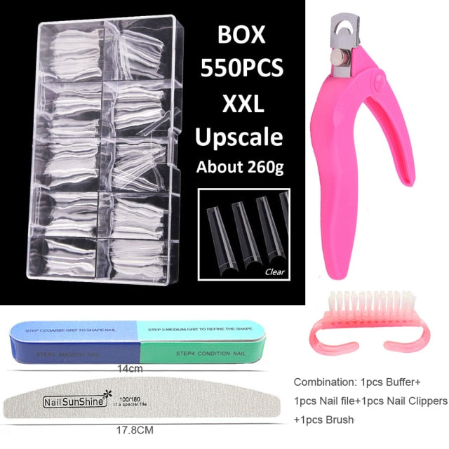 240pcs/600pcs XXL False Nails Long/Tips Half Cover Nail Tips Box